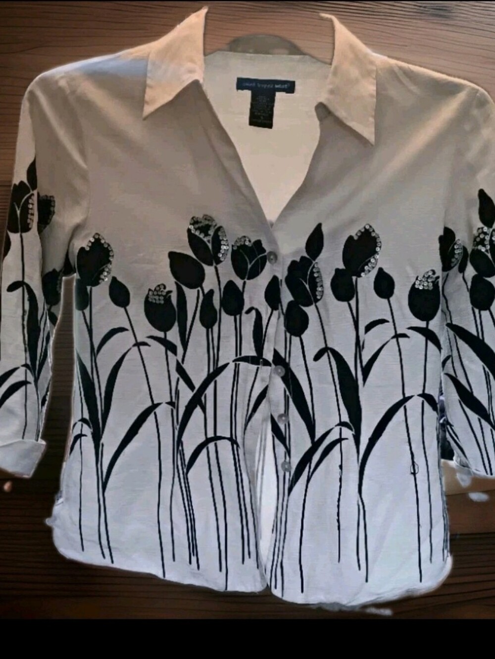Saint Tropez West Button-Front Floral Print Shirt, Or Light Jacket, 100% Silk